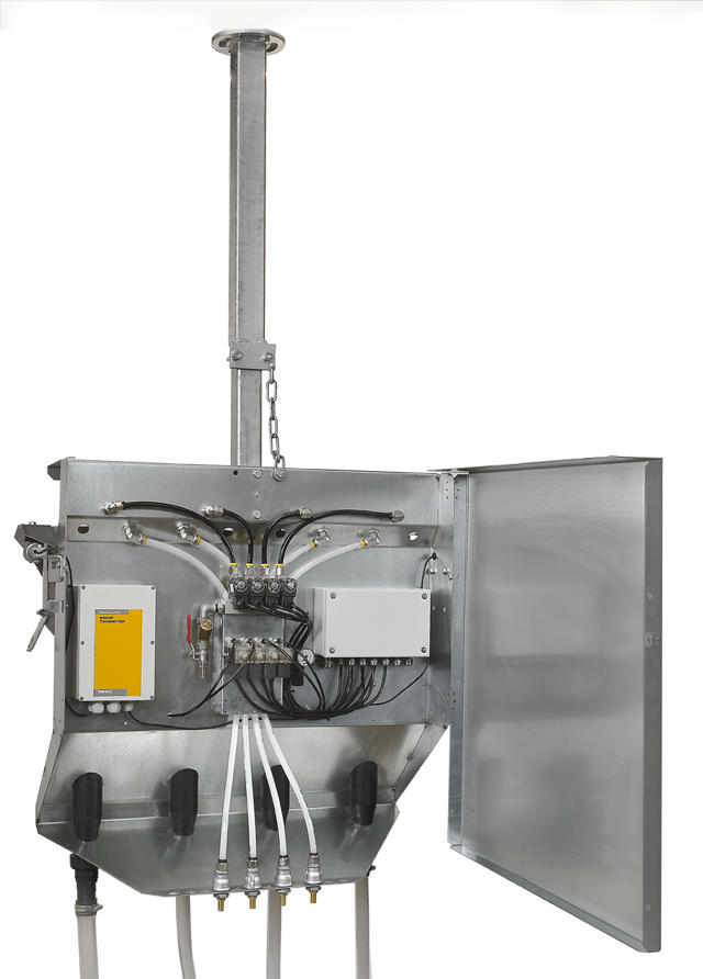 Admixture weigh hopper fitted in a cabinet.