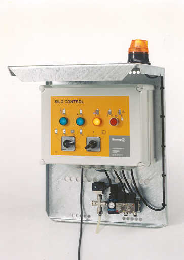 The cabinet of Haarup Silo Control system fitted on a wall
